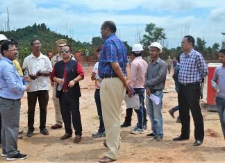 Sports Minister inspects construction of multi-sports stadium in Ampati