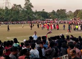 Crowd vents anger at referee following final of Byrnihat footy tournament