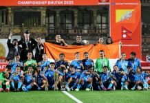 Alisha, Bonifilia & Team India get hands on SAFF U-17 Women’s Championship trophy
