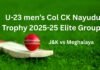 U-23 Col CK Nayudu Trophy: Meghalaya defeated by Jammu & Kashmir