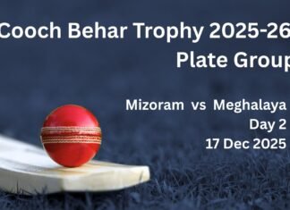 Cooch Behar Trophy 2025-26: Meghalaya set Mizoram 248 to win going into Day 3