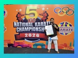 Gideon Tympuin wins gold for Meghalaya 5th KIO National Karate Championship