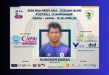 Klingson Marak sets off for Japan with Indian national blind football team