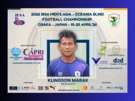 Klingson Marak sets off for Japan with Indian national blind football team