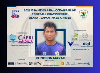 Klingson Marak sets off for Japan with Indian national blind football team