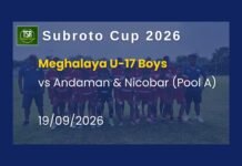 U-17 Boys’ Subroto Cup 2026: Meghalaya fail to progress to QFs